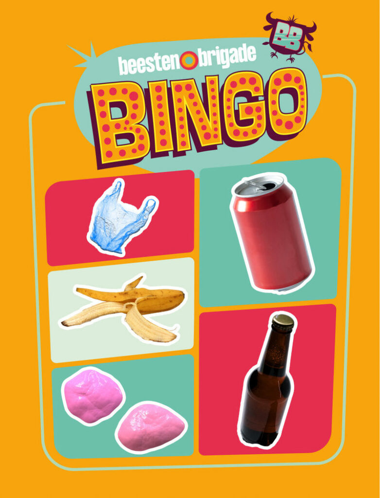 boswandeling zwerf afval bingo kaart