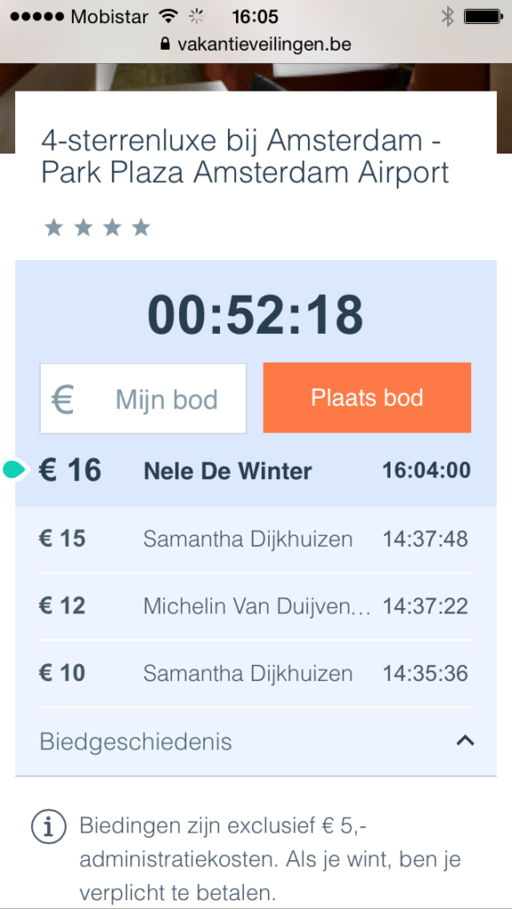 vakantie veilingen